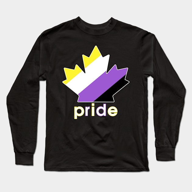 Non-Binary Pride Maple Leaf Long Sleeve T-Shirt by VikingElf